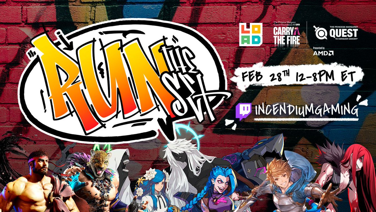Calling all FGC Players 🥊🗣️  

Run The Set, a Fighting Game Tournament is happening
🕛️ This Saturday at 12PM EST
💥 Live on <a href="/Incendium_GG/">Incendium</a>’s Twitch 

We'll be raising funds for <a href="/PMCFQuest/">The Princess Margaret Cancer Foundation Quest</a> during the matches 🩷 
Tune in or donate using the link below 👇