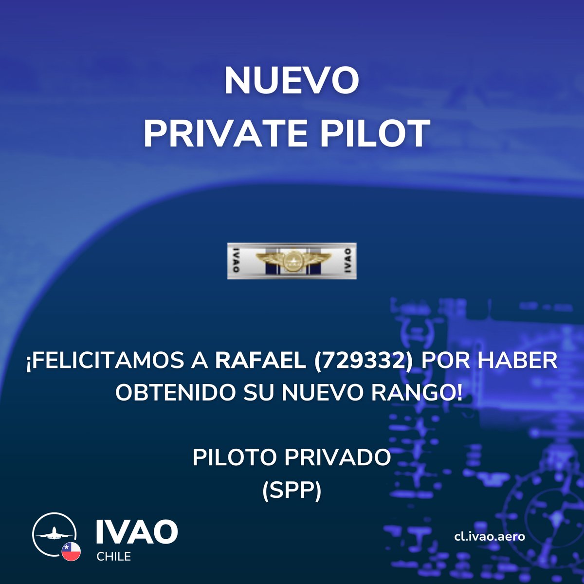 ¡Tenemos nuevos Pilotos licenciados! 👨‍✈️👨‍✈️

Muchas felicidades a Rafa Y Benjamín quienes rindieron y aprobaron sus exámenes de Piloto Privado y Piloto Privado Senior.

Recuerda que puedes solicitar Entrenamiento o Examen mediante tu perfil de usuario.

#ivao #ivaocl #chile #sim