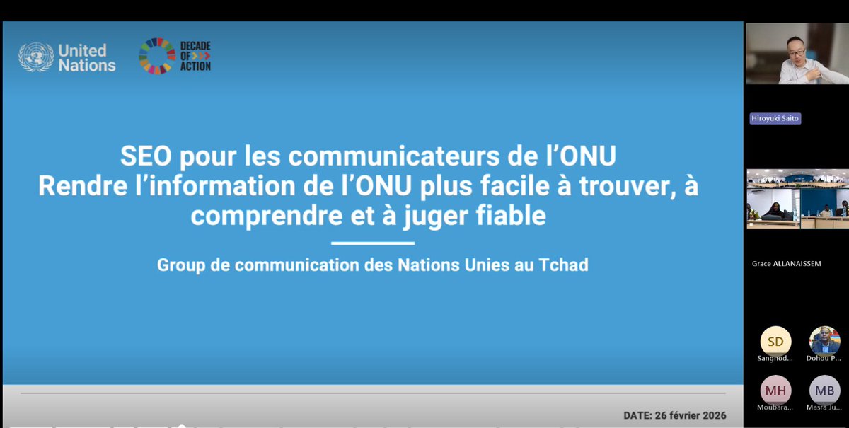 OnuTchad's tweet photo. Les 25 et 26 février 2026, les communicateurs @OnuTchad se sont réunis pr une retraite stratégique pleine d’énergie et d’idées nouvelles. Le jour 2 a été consacré au renforcement de capacités: - Marketing digital ; -Intelligence artificielle et -Astuces pour des rapports annuels. https://t.co/Hc9P6YFFGG