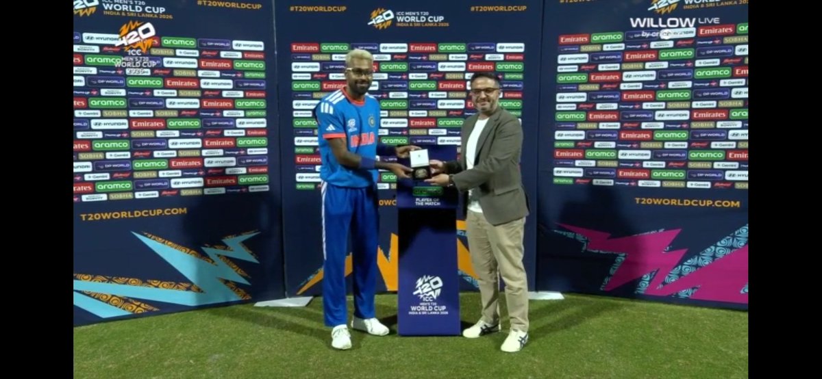 CricUniverse7's tweet photo. Hardik Pandya named POTM Award of his quick 50*(23) runs
Congratulations 🎊 👏 💐
Hardik Pandya
#Budget2026 #SAvWI #INDvsZIM #T20WorldCup2026 #ranjitrophy2026 #Ranjitrophyfinal #PradaFW26xPond #FestaDoLider #GalaxyAI #GalaxyUnpacked https://t.co/M9K7a0MhsI