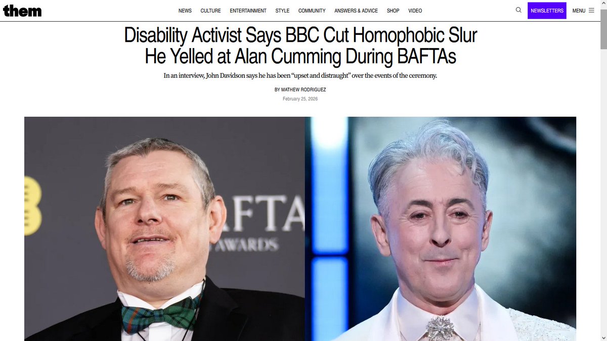 🚫So apparently  BAFTRA saw fit to REMOVE the anti-gay and other slurs but KEPT the n-word?
Just an innocent oversight.  . .right?

Yeah, tell us you're a white supremacist without telling   us you're a white supremacist.

them.us/story/john-dav…