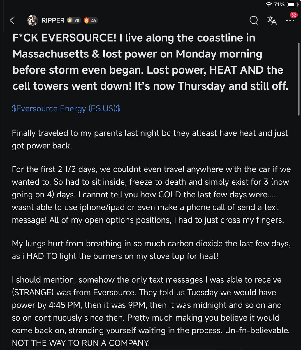 CrazyNightsTom's tweet photo. $ES #EVERSOURCE is THE WORST!
Hit em where it hurts and SHORT THIS COMPANY!!!!!!!!
#eversource https://t.co/SJGB9u0yYR