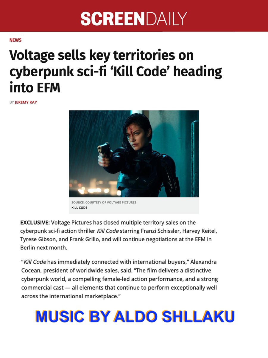 Mgmt_DD's tweet photo. @Screendaily has some news on 𝙆𝙄𝙇𝙇 𝘾𝙊𝘿𝙀, which was scored by one of the industries leading action/sci-fi experts, composer Aldo Shllaku. 𝙆𝙄𝙇𝙇 𝘾𝙊𝘿𝙀 stars Harvey Keitel, Frank Grillo &amp; Tyrese Gibson. #aldoshllaku #killcode @bmi 
*
Article: https://t.co/V1Zw2Z1ved https://t.co/YTpRiLOztS