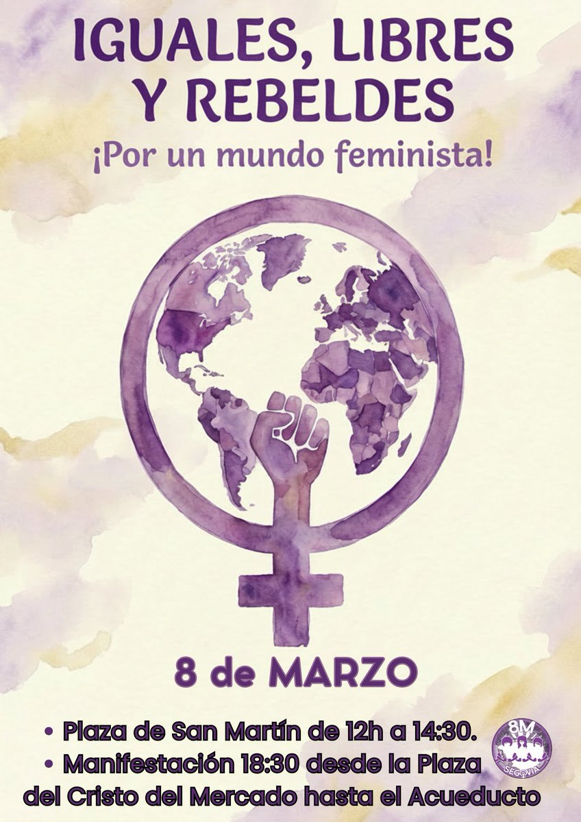📣 Este 8 de marzo volvemos a llenar las calles 👭👭👭👭👭👭👭
💪 Iguales, libres y rebeldes. ¡Por un mundo feminista!