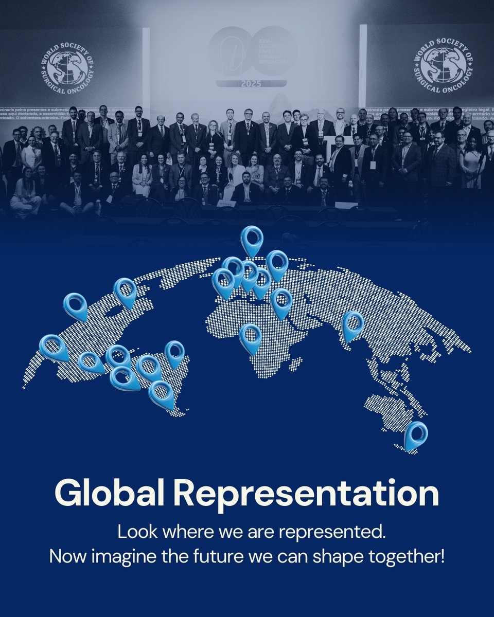 wssonc's tweet photo. A growing global presence reflects a shared commitment to advancing surgical oncology worldwide! 🌍

👉 Be part of this global movement, access our webisite https://t.co/gwIV93CK0w
👉 Join us and help expand our worldwide reach.

#WSSO #SurgicalOncology #GlobalCollaboration https://t.co/xeTK0jhQdL