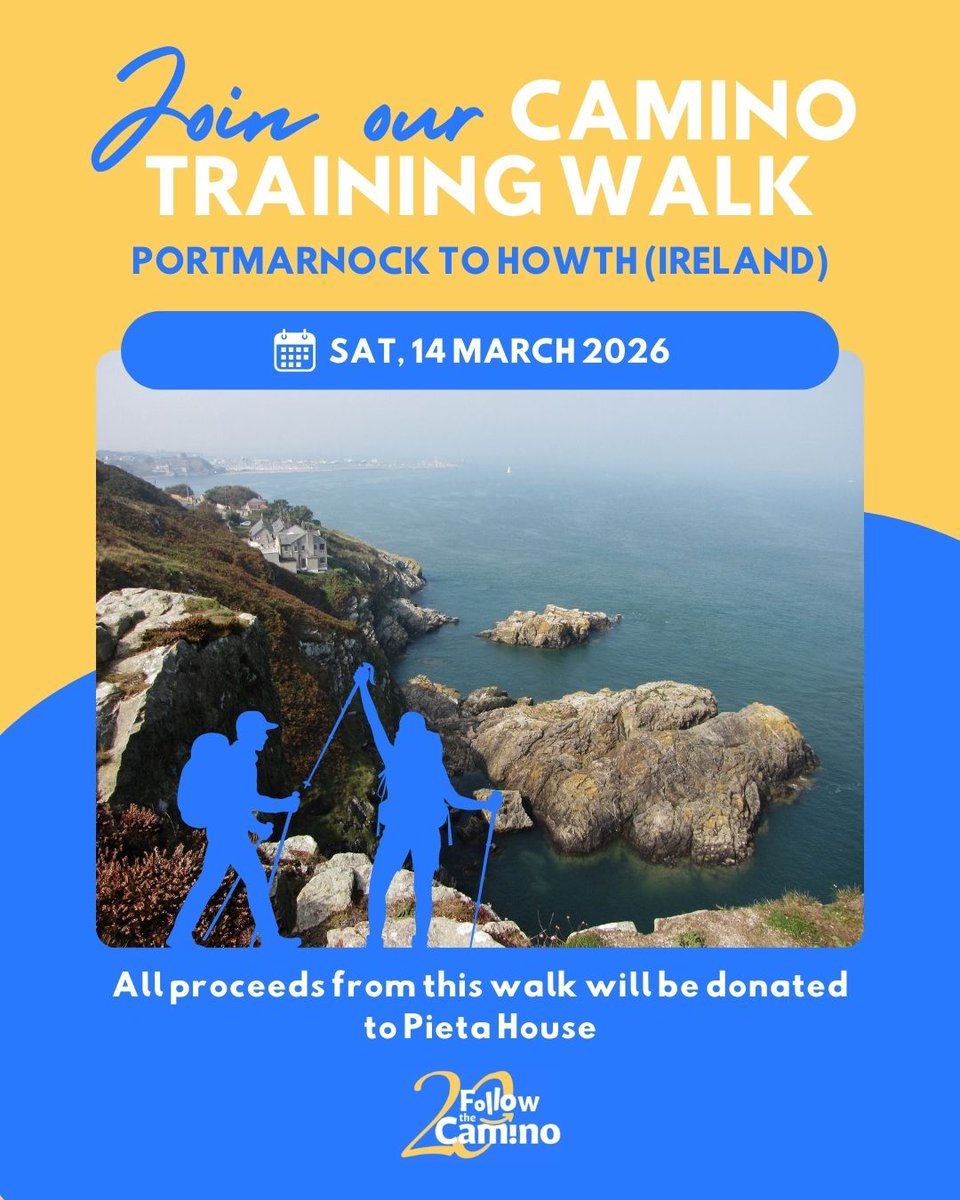 followthecamino's tweet photo. Our Camino Training Walks are BACK!

Are you looking to kickstart your Camino training or join a walking group to explore the beautiful Irish scenery? Join us for our Follow The Camino training morning! By signing up, you'll not only enjoy a lovely walk but also contribute to our charity partner, Pieta House.

Tickets are already available on Eventbrite: https://t.co/kj7EB5kL6X

Thank you for supporting our cause!