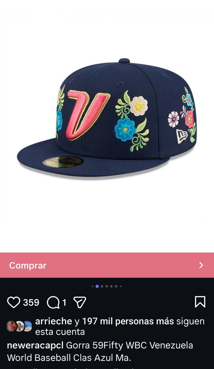 New Era saco una gorra de la Vinotonto para el WBC pero con un diseño bastante "primaveral"...