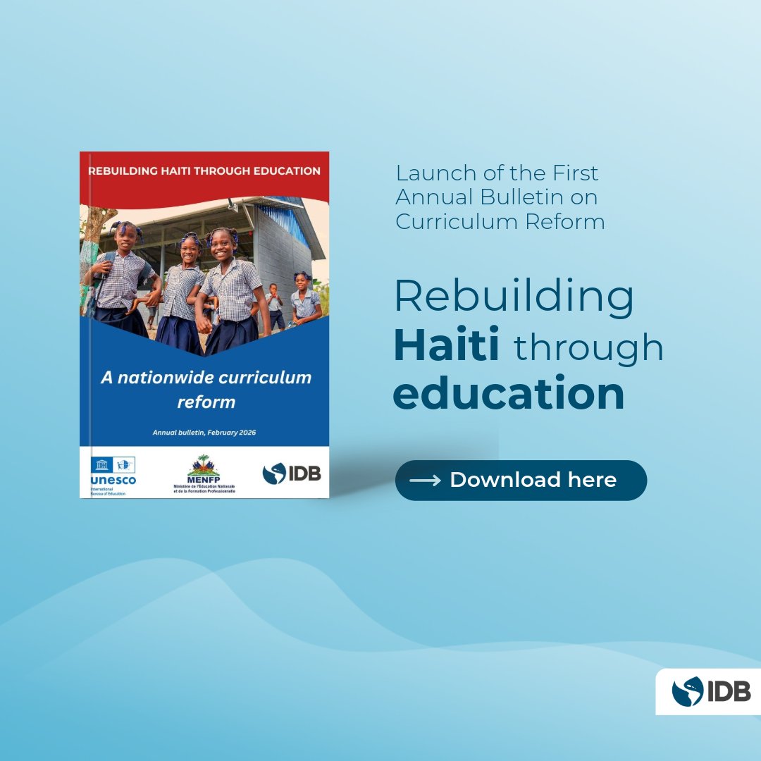 #Haiti🇭🇹 has been advancing a nationwide curriculum reform — placing children, language &amp; culture at the center of learning. Led by <a href="/MENFP_Education/">MENFP Education Haiti</a>, @ibe_unesco &amp; <a href="/the_IDB/">Inter-American Development Bank</a>, this reform aligns curriculum, training &amp; assessment within a long-term roadmap. 
unesdoc.unesco.org/ark:/48223/pf0…