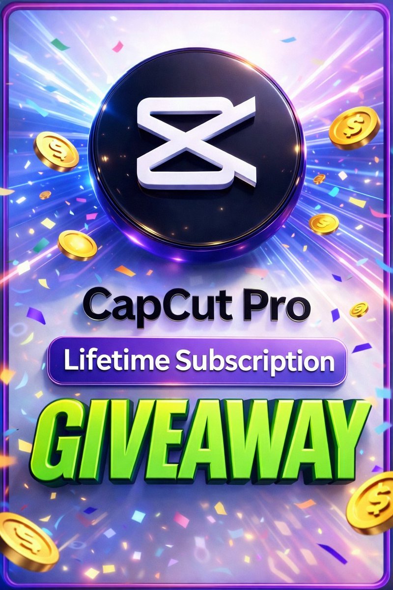 🎬 CapCut Pro Giveaway Alert! 🎬

Get Lifetime Access to CapCut Pro for FREE! 💎
✅ No Watermark
✅ All Features Unlocked

How to Enter:
1️⃣ Follow 
2️⃣ Like &amp; Retweet 🔁
3️⃣ Comment "CAPCUT" 👇