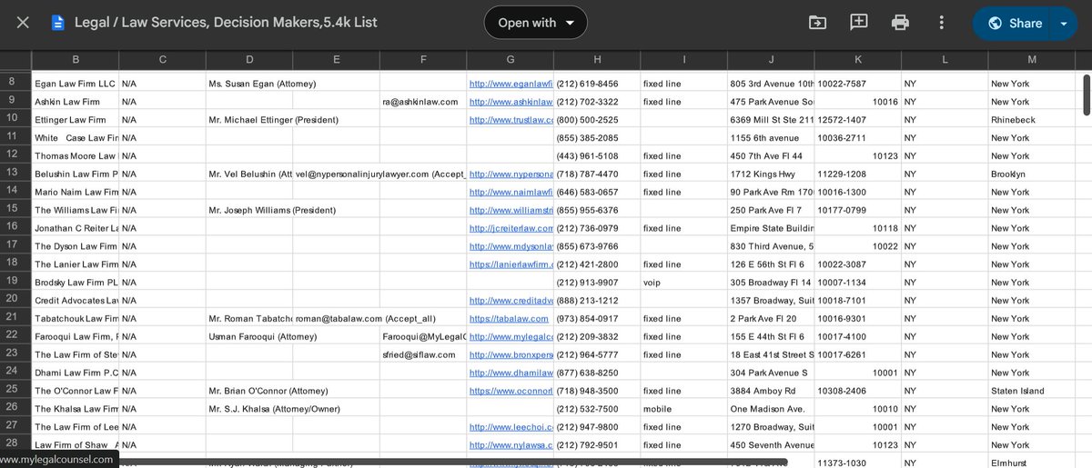 scalecoldemail's tweet photo. Just pulled a NEW LIST of Decision Makers in the LEGAL & LAW SERVICES INDUSTRY.

Includes direct emails, phone numbers, and LinkedIn profiles of attorneys, firm partners, and legal consultants, all updated last week.

Normally this list goes for $1997, but I’m sharing it here today.

Drop “497” in the comments + Like + Repost and I’ll DM you the full list.

(must follow for DM)