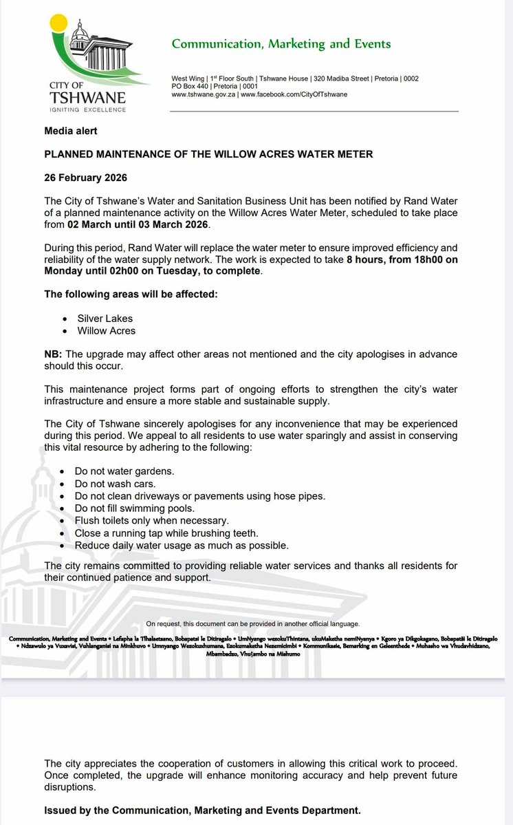 City of Tshwane tweet media