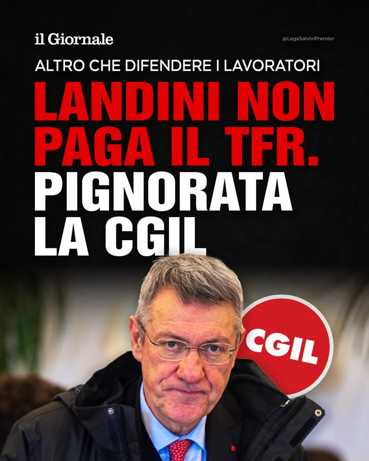 🔴 Il Giornale: «Altro che difendere i lavoratori, Landini non paga il TFR. Pignorata la CGIL».