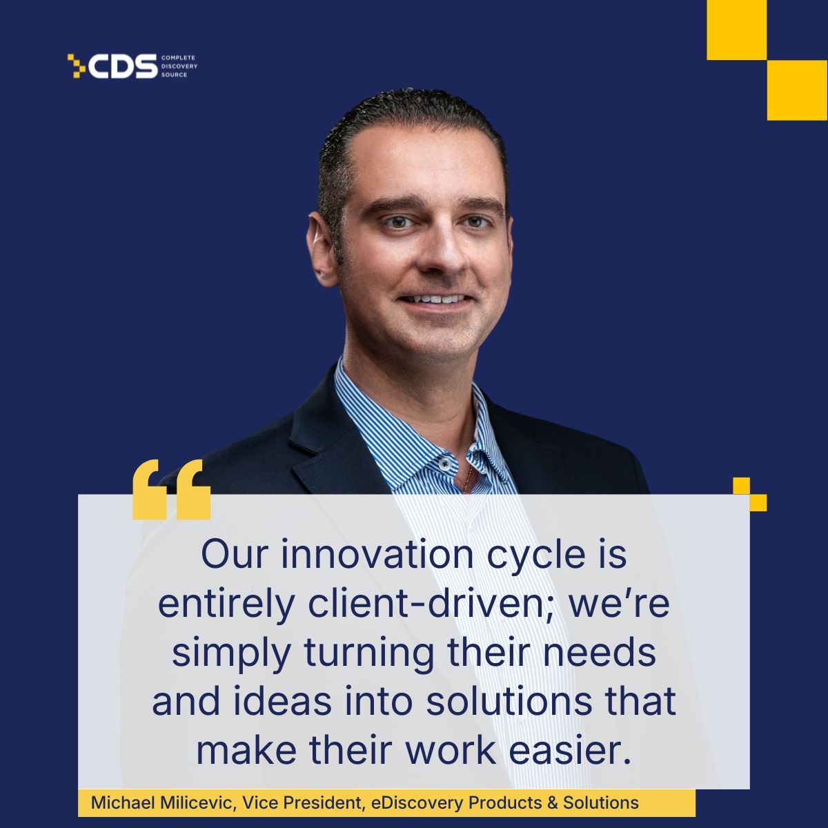 In a new feature from Relativity, Michael Milicevic of Complete Discovery Source shares how thoughtful product strategy and client-first execution are raising the bar in eDiscovery.

Read the full piece: relativity.com/blog/celebrati…

#RealPeopleRealResults