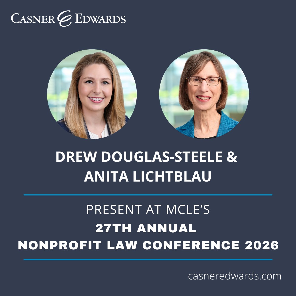 Drew Douglas-Steele will co-chair the <a href="/MCLENewEngland/">MCLE | New England</a>  27th Annual #NonprofitLaw Conference on 3/4. Drew and Anita Lichtblau will also present the session, “Considerations for Religious Nonprofit Organizations.” Learn more: casneredwards.com/news/casner-ed…

#CasnerAndEdwards #NonprofitLaw