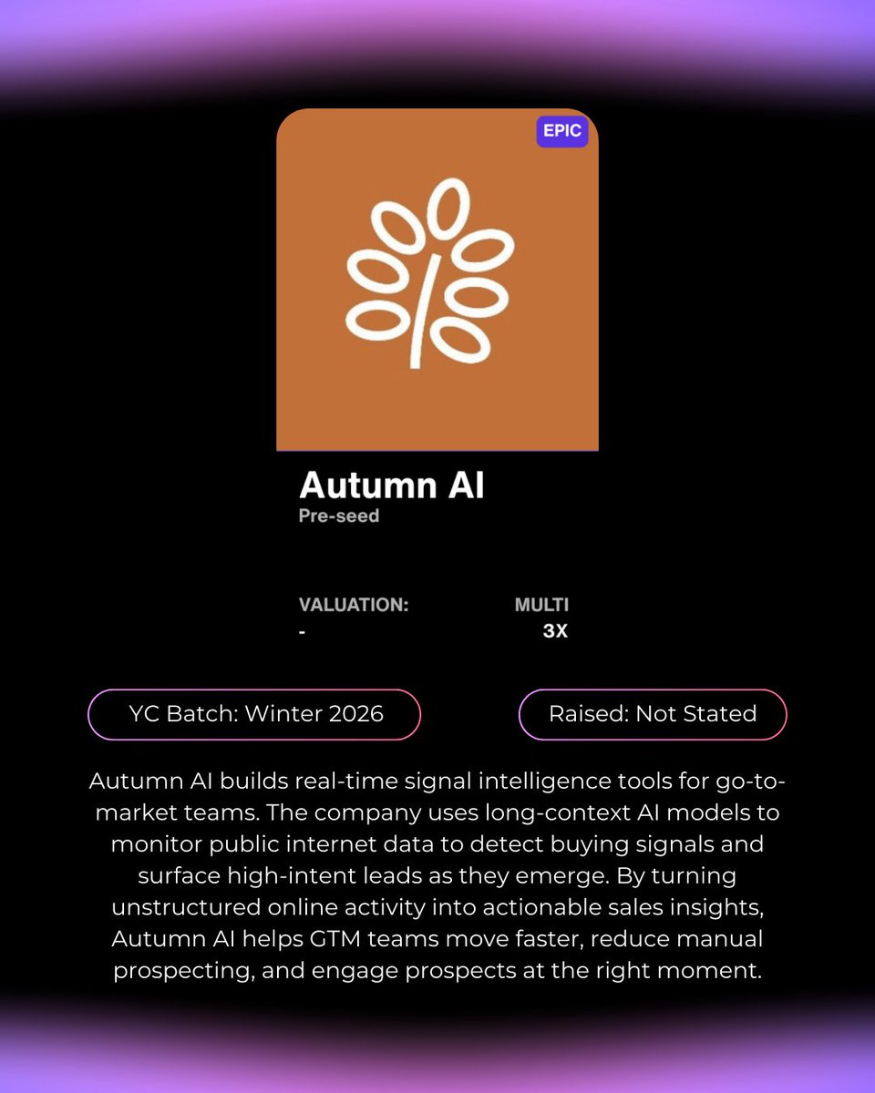 Startup Spotlight 3: <a href="/autumn_ai_inc/">Autumn AI, Inc.</a> 

Spot startups early. Win big later.

Only on <a href="/risechain/">RISE</a>. Join the waitlist attnx.fun