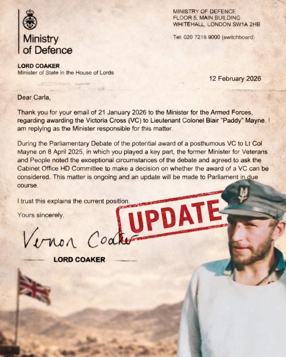 Thanks to <a href="/JimShannonMP/">Jim Shannon MP</a> and <a href="/carlalockhart/">Carla Lockhart MP</a> for their ongoing efforts and this update on the campaign to see Blair rewarded with the VC he was denied in 1945 

Please share and keep the momentum behind this campaign going 

Thank you