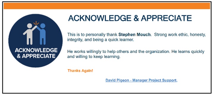 sspllc_us's tweet photo. This week, we want to "Acknowledge &amp; Appreciate" Stephen Mouch. https://t.co/O09zNYyvN2