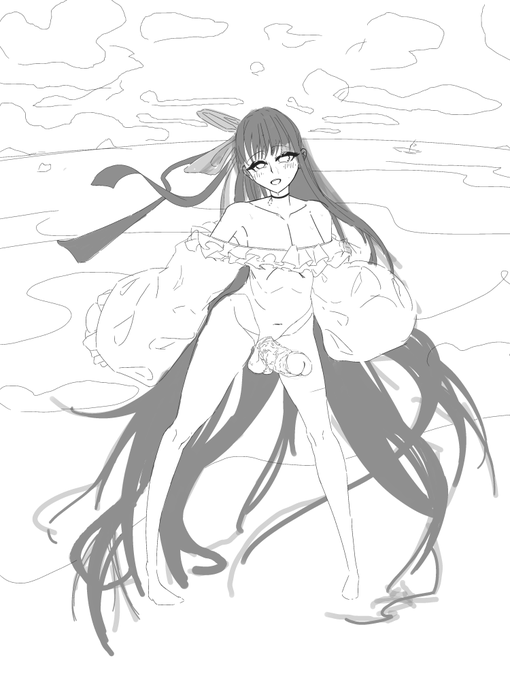 #100日後に絵がうまくなる臥竜家
67日目 ふたなり水着メルトリリス
先程のわたくしの年齢に関する問題ですが
答えはございません。
だって絵描きはミステリアスだもんね 