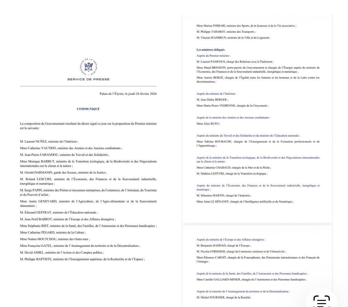 La nouvelle composition du gouvernement ⁦<a href="/Elysee/">Élysée</a>⁩