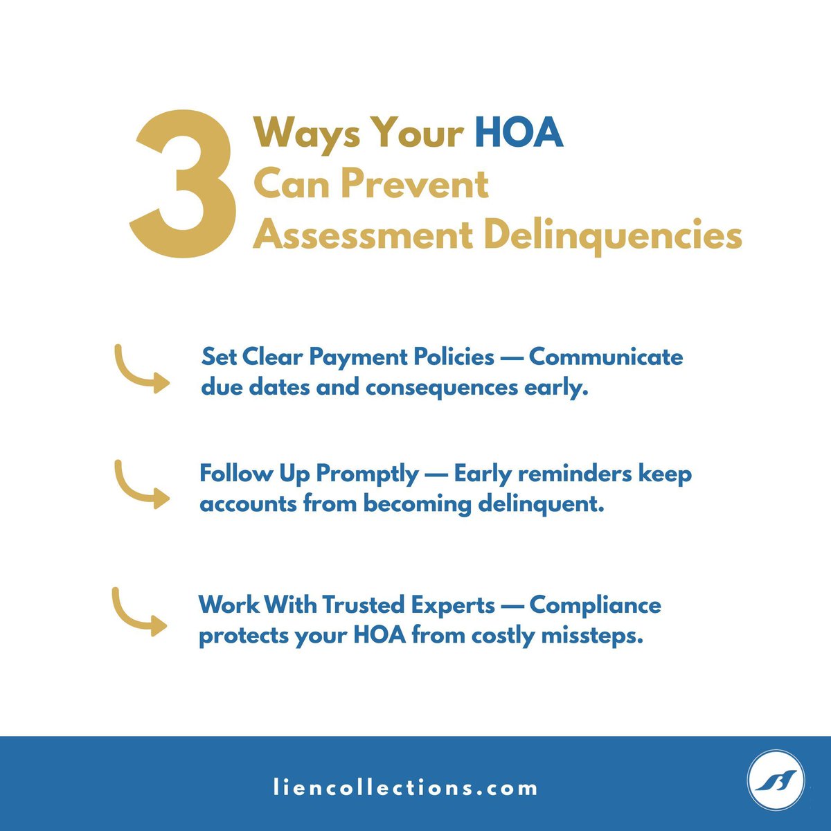 SBSLienServices's tweet photo. 💡 The best way to handle delinquencies is to prevent them.

HOAs stay financially healthy with clear policies, early follow-up, and consistent communication.

✔ Send reminders early
✔ Use compliant processes

S.B.S. Lien Services supports HOAs with structure and experience. https://t.co/Ym0e7d9Onl