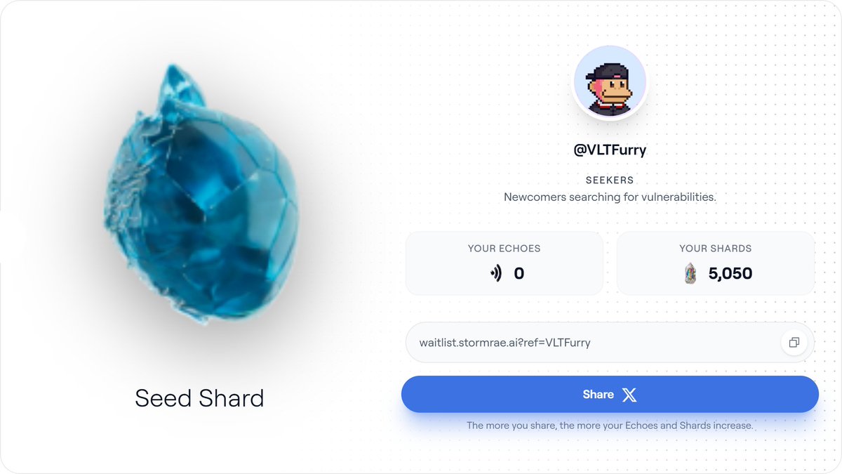 Storm is coming 🌀

@Stormrae_AI is transforming complex AI tasks into engaging consumer experiences.

Just claimed my artefact and started accumulating shards.

Claim yours 👉 waitlist.stormrae.ai/?ref=VLTFurry