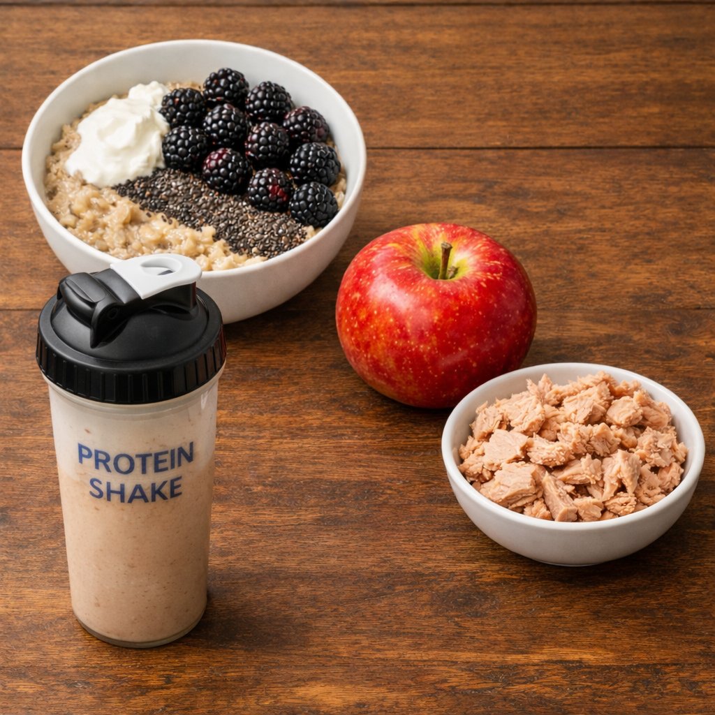 Lift_Run_Lab's tweet photo. What have you eaten today?

Here's what we had:

Breakfast 
3/4 cup rolled oats 
4 tbsp of Non-fat Greek yogurt 
2 tbsp of chia seeds 
13 blackberries 

Lunch
Protein shake 
Can of tuna 
Apple 

Total macros:
731 kcal
96 g protein
23 g fat
57 g carbs https://t.co/cjQMbsHQAB