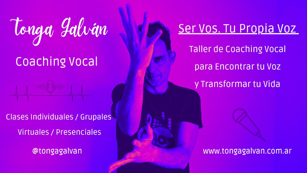 TongaGalvan's tweet photo. Ser Vos. Tu Propia Voz
Taller de Coaching Vocal para
Encontrar tu Voz y Transformar tu Vida
Reinventarse para Estar Siendo Vos desde y hacia Tu Propia Voz.
https://t.co/2TmJkviF0C
#musica #coaching #vocal #bioedescodifciación #cantar https://t.co/DW1N0WIsae