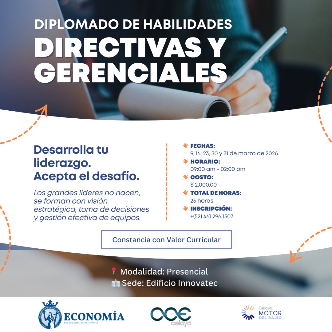 ccecelaya's tweet photo. Diplomado en Habilidades Directivas y Gerenciales.
Fortalece tu liderazgo y gestión estratégica.

Regístrate: https://t.co/NHp2W7jhDK https://t.co/pKusml9P3U