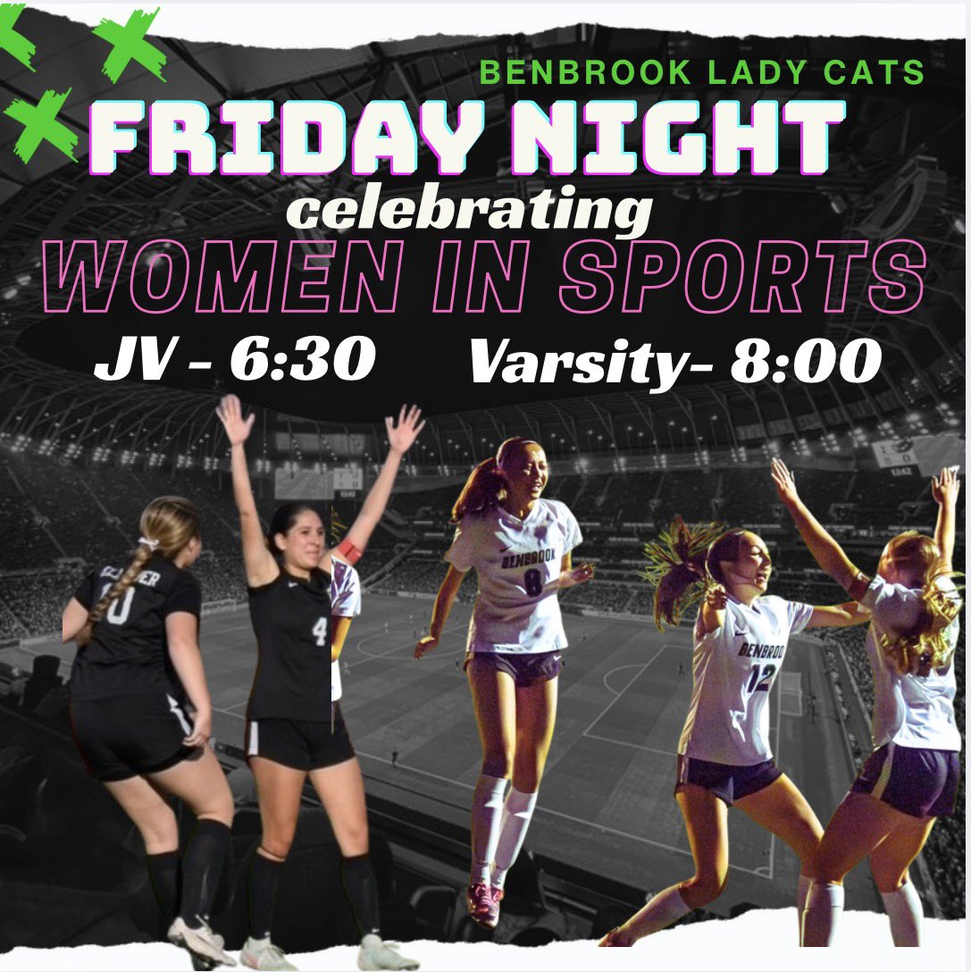 BenbrookSoccer's tweet photo. We’re traveling down the road tomorrow to take on the Western Hills Lady Cougars! Joins us as we celebrate Women in Sports! 🩷💚⚽️🐾 https://t.co/UGrvTuJIYc