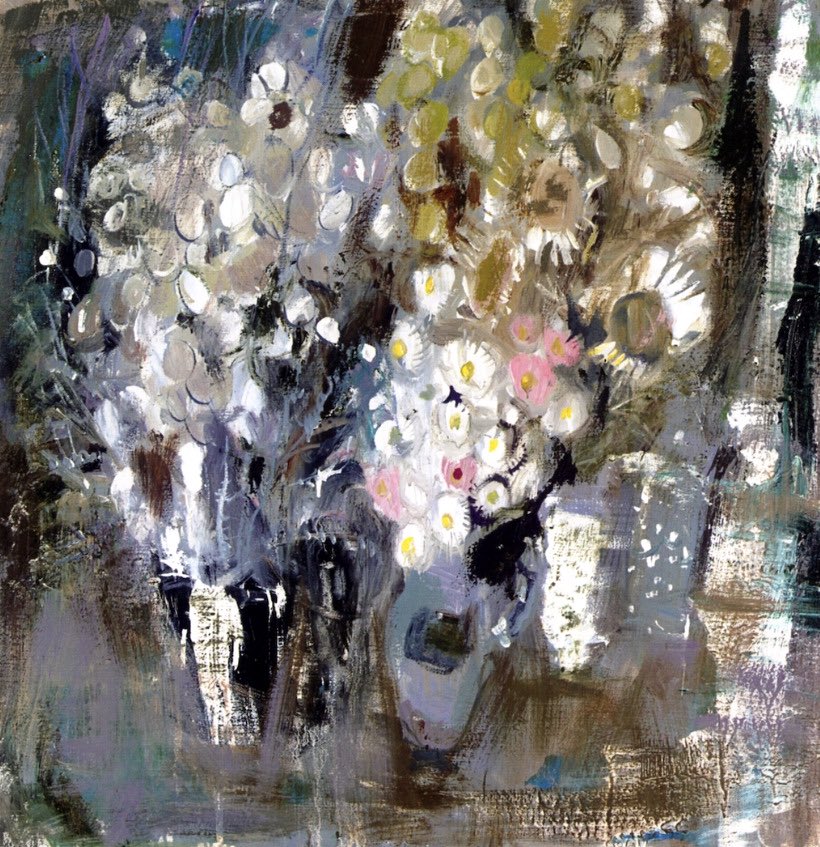 “Grey Still Life and White Daisies and Honesty”
Anne Redpath (1895-1965, Scottish Painter)