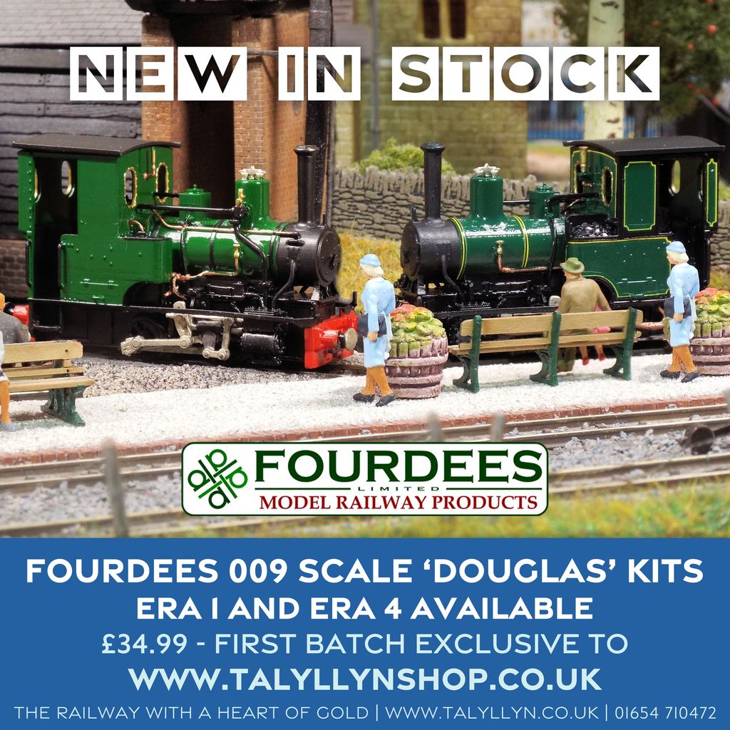 TalyllynRailway's tweet photo. Fourdees Ltd's new 009 scale 'Douglas' Kits are currently EXCLUSIVE to our shop!

Both Era 1 and Era 4 kits come with a static display chassis, but will also fit a Bachmann N-scale 'Percy' Chassis

Era 1 represents No.6 as arrived 👉 https://t.co/5EHhMl7ci0 https://t.co/ggUlaBLdQf