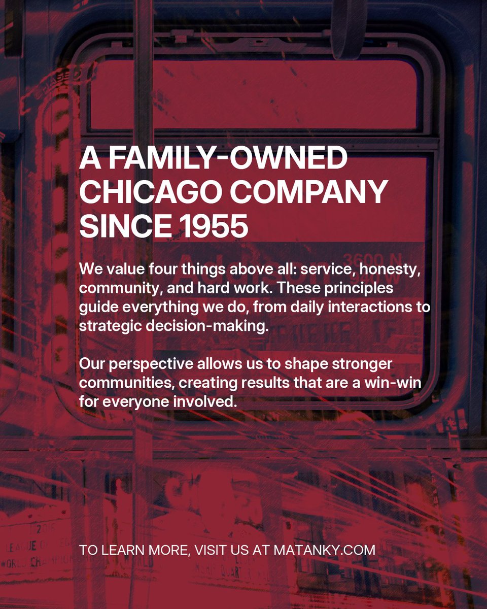MatankyRealty's tweet image. Since 1955, we’ve been a family-owned company guided by service, honesty, community, and hard work. These values shape every decision we make, creating results that benefit our clients and the communities we serve. #FamilyOwned #CRE #BuiltOnValues