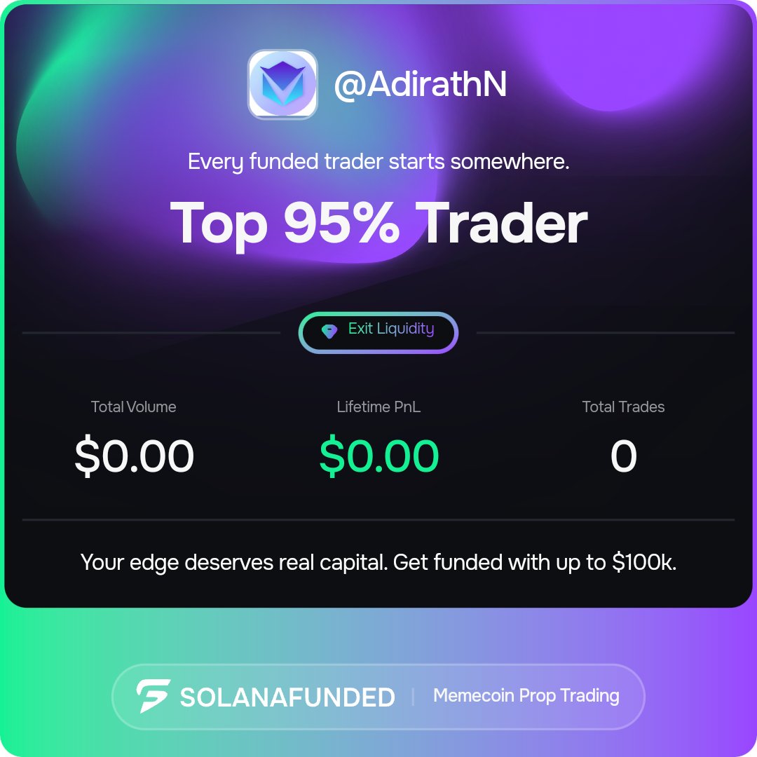 I’m outperforming others, how about you?

Check here → solanafunded.com/ref/AdirathN #Solana #Memecoins #Trading #Crypto