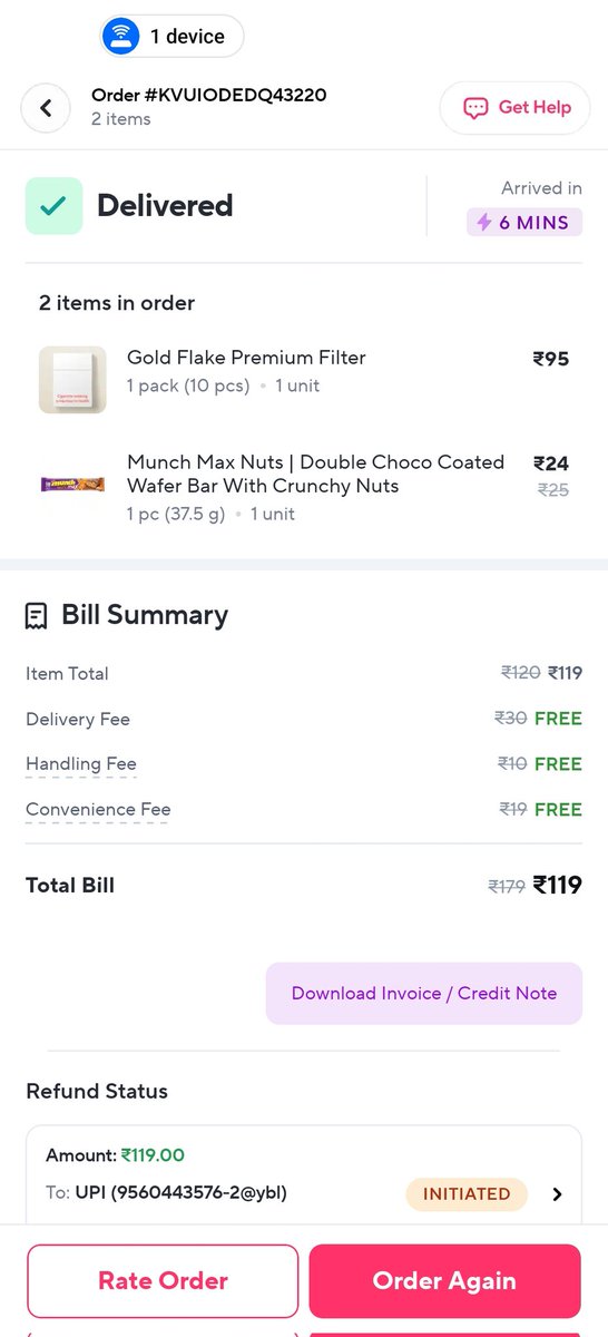 Monukumar2892's tweet photo. @ZeptoNow They show fake delivery and later refund it and take 5-7 days to refund the money. 
Zepto company doing some big fraud because it's happening time to time why they accept order when they cancelled it @AamAadmiParty @raghav_chadha @jagograhakjago @ConsumerVoiceIn https://t.co/hs0mzYOhKo