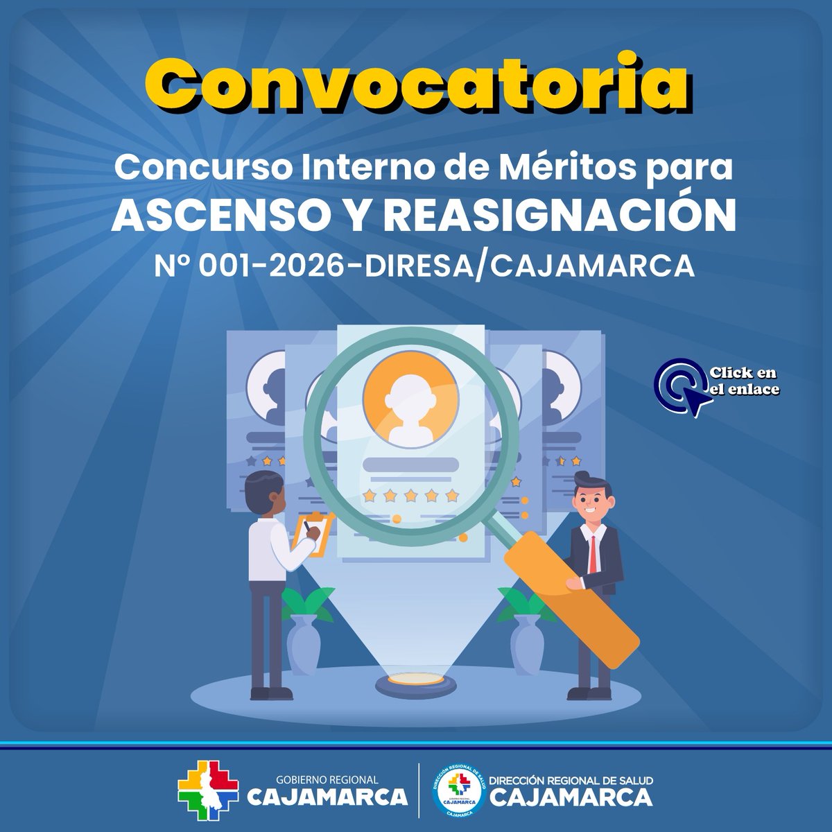 🚨 #Convocatoria |  Concurso Interno de Méritos para Ascenso y Reasignación N° 001-2026-DIRESA/CAJAMARCA.
Links :
Bases del Concurso:
sar2.regioncajamarca.gob.pe/media/portal/D…
Cronograma  del Concurso:
sar2.regioncajamarca.gob.pe/media/portal/D…
Link de inscripción:
diresacajamarca.gob.pe/portal/ws/112

#DiresaCajamarca