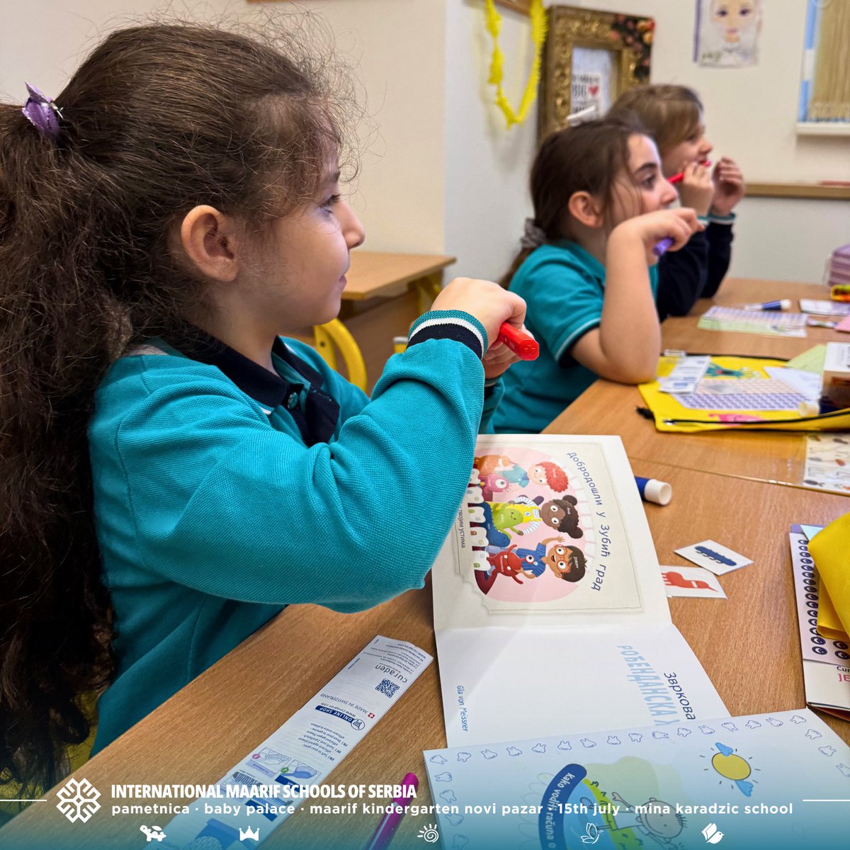 MaarifSrbija's tweet photo. Our little ones attended an engaging workshop where they learned how to brush their teeth properly. 🦷 
Through practical tips and demonstrations, they mastered the correct brushing techniques. Thank you to Curaprox Srbija for the professional and inspiring education! 🪥🥼 https://t.co/vsfzkglLr7