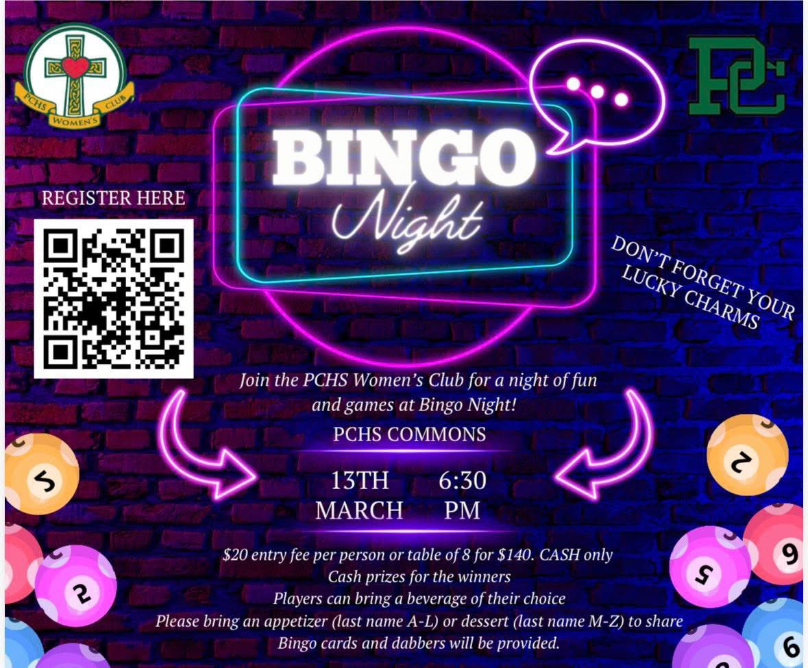MenProvidence's tweet photo. The PCHS Womens Club is hosting a Bingo night on March 13.   The event is open to anyone 21 years old and above.
$20/person or save some money and secure a table of 8 for $140.
Sign up here: 
https://t.co/VXM1uIxDNq https://t.co/bokEETFoEK