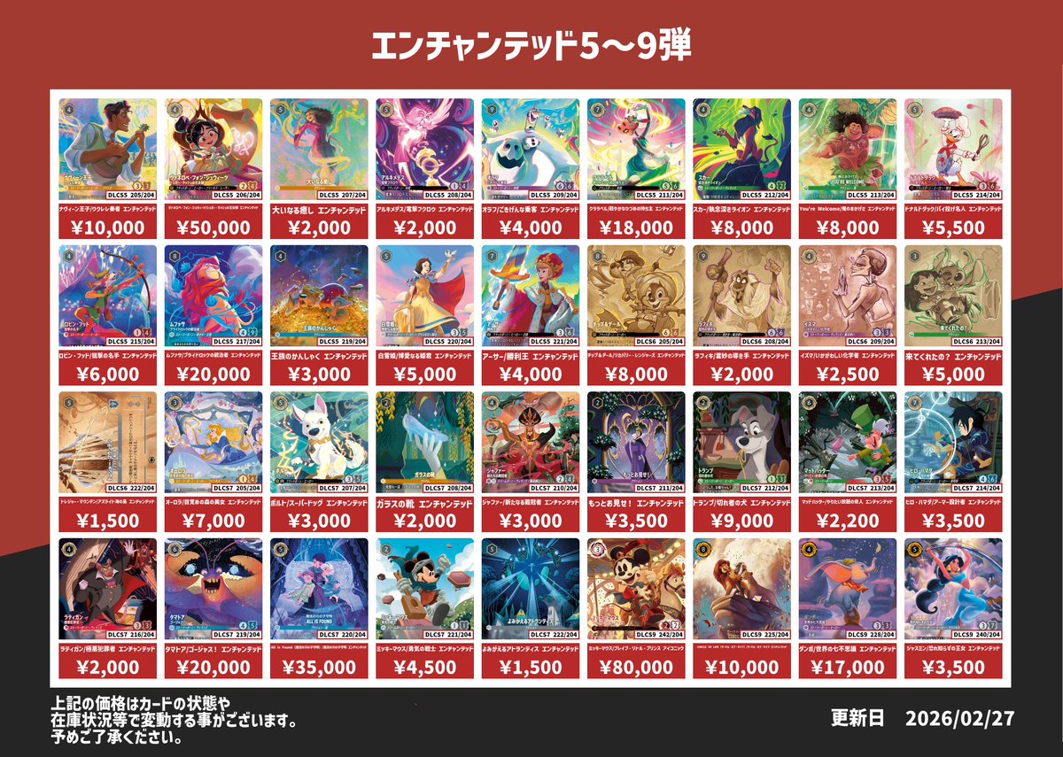 ディズニー・ロルカナ エンチャンテッド、サプライ買取表です✨ ※買取