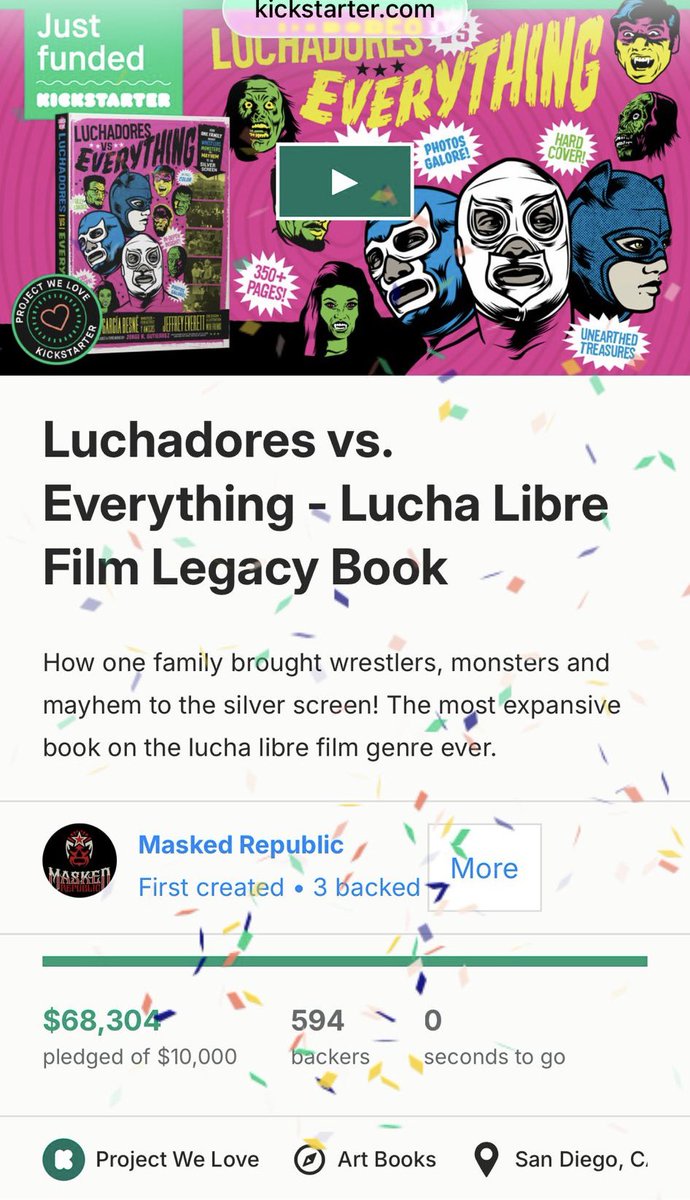 maskedrepublic's tweet photo. We did it!  And we did it because of YOU!  @luchadoresvs is officially having its 1st printing as a deluxe hardcover collectors edition thanks to the hundreds and hundreds of you who backed the campaign!  We have enabled late pledges for a limited number of copies of the book (more than 75% of the planned print run is already spoken for) so if you missed the campaign you can still reserve your copy at cover price for a limited time.  Thank you all so very much for all of the support and sharing.
