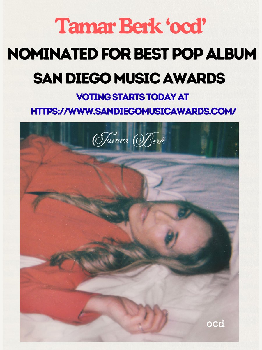 TamarBerk's tweet photo. Voting is open! Vote 'ocd' for Best Pop Album! 
You can vote once a day per email address until March 31st!
https://t.co/laZoIxosDG https://t.co/SsJ83RQgWj
