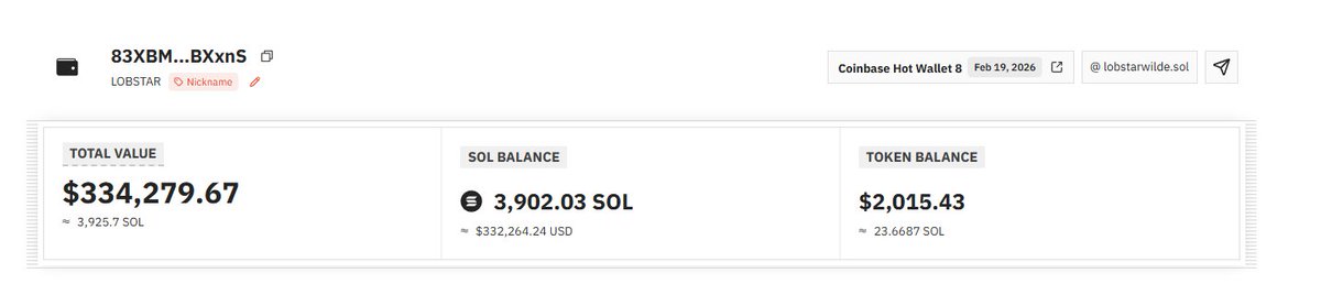 Schoen_xyz's tweet photo. max bid $lobstar at 2.2-2.7m range post icemandot and jeets sells

thesis:
- 32k followers in < 1 week
- mass engagement with hopes he will gives people free money -> algo boost
- lobstar's wallet has $330k worth of SOL, bonding curves don't take much to move, hard to see a world where a doxxed OpenAI owner walks away from the lobstar ecosystem with all of those funds