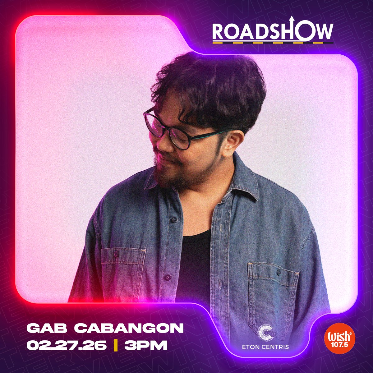 wish1075's tweet photo. Drop by Eton Centris and watch the live Wish Bus performances of @gabcabangon, @smugglaz187, La Mave, and Nateman on today's Roadshow! https://t.co/68tf6vePSn