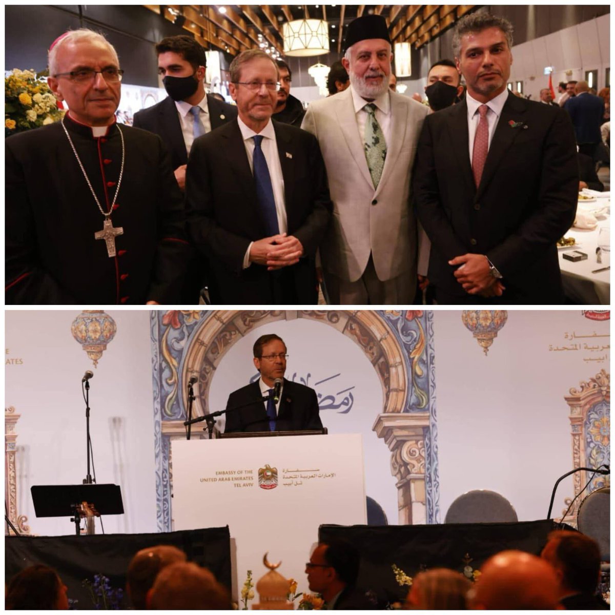 QudsNen's tweet photo. Israeli President Isaac Herzog attended a Ramadan Iftar today, hosted by the UAE ambassador to Israel. https://t.co/1fPYV0KuNF