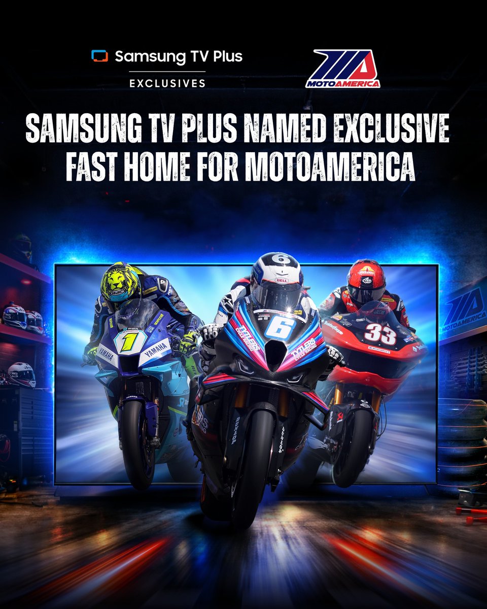 🚨 <a href="/SamsungTVPlus/">Samsung TV Plus</a> and MotoAmerica bringing every live race for the 2026–2027 seasons to fans worldwide, starting with the 84th running of the Daytona 200, which kicks things off March 6 on STN. Following will be the launch of MotoAmericaTV, the exclusive Samsung TV Plus FAST