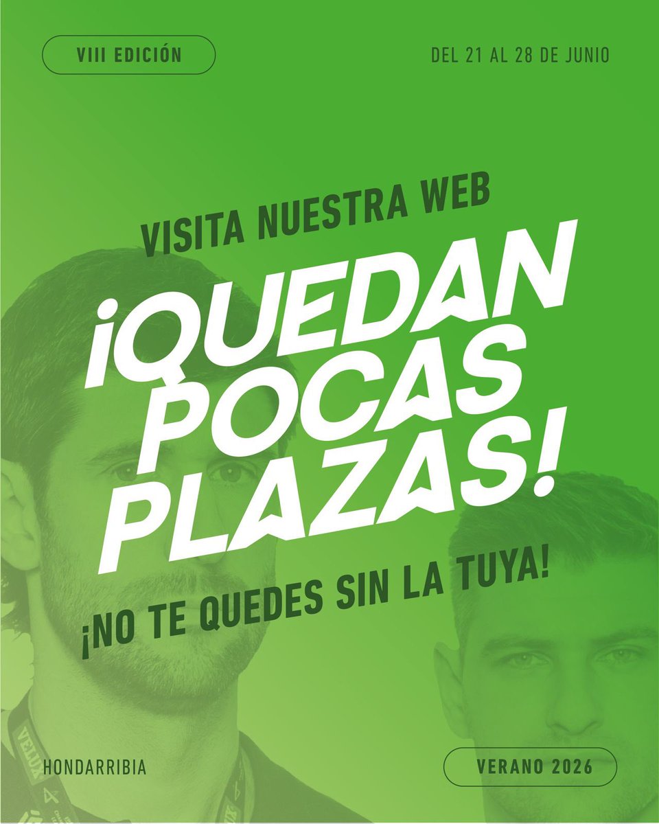 CAginagalde's tweet photo. 🚨 ¡Os avisamos! ¡QUEDAN POCAS PLAZAS para completar la VIII edición! 

💪🏼 ¡No te quedes sin disfrutar de un verano inolvidable en @CAginagalde!

#CampusAginagalde #VIIIEdición https://t.co/Oa6PGLPaiy