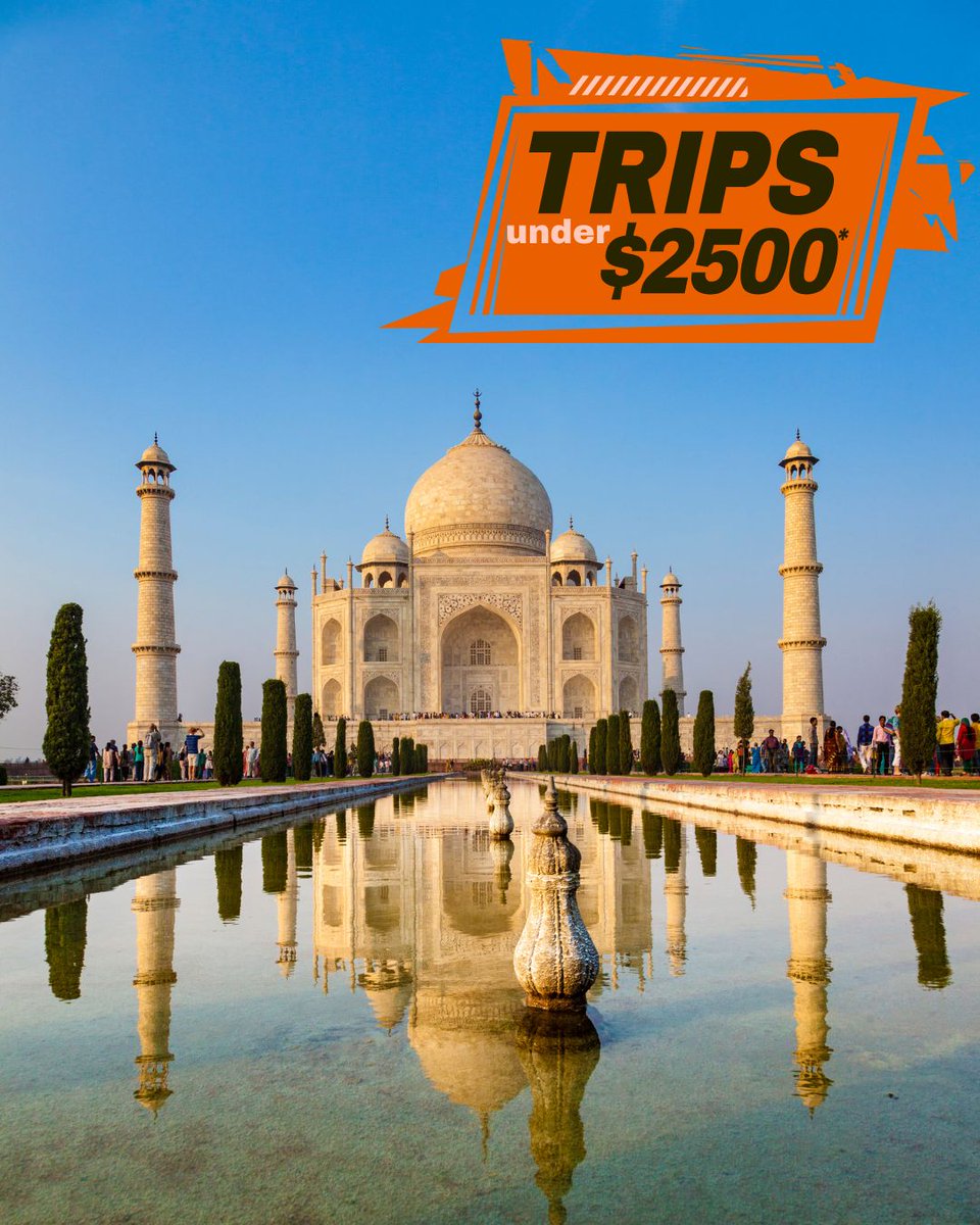 Adventures under $2,500 💸
A Taste of #India: From $1849

Savor India's Golden Triangle: Delhi, Agra &amp; the Taj Mahal, then the pink city of Jaipur; plus Nepal optional extension
ow.ly/QQSS50YlhZE