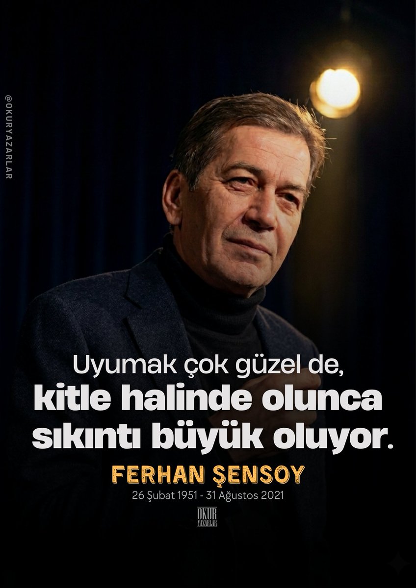 okuryazarlar's tweet photo. İyi ki doğdun Ferhan Şensoy!

Türk tiyatrosunun duayen ismi, sinemada takdir edilen işlere imza atan, edebiyat alanında da eserler üretmiş büyük usta Ferhan Şensoy, 75 yıl evvel bugün dünyaya gelmişti. https://t.co/R1bb7GfSmn