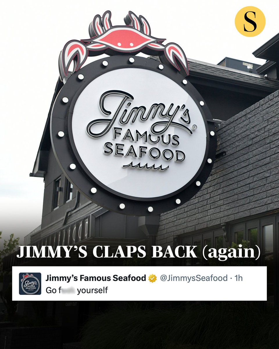 baltimoresun's tweet image. Jimmy's Famous Seafood is back at on social media.

In response to a reader commentary on The Baltimore Sun, @JimmysSeafood used the phrase that went viral after the U.S. men's hockey team's gold medal win.

"Go f*** yourself." the local seafood restaurant replied.

Reader