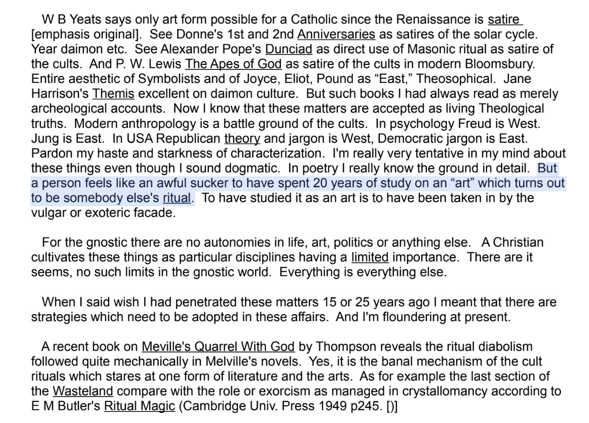 now with a clearer view of the hidden (&amp; evil) history of the 20th century, it's worth revisiting some of the most brilliant people at that time who had a clue.

take marshall mcluhan for instance, writing from toronto to eric voegelin, summer 1953.

"A person feels like an awful