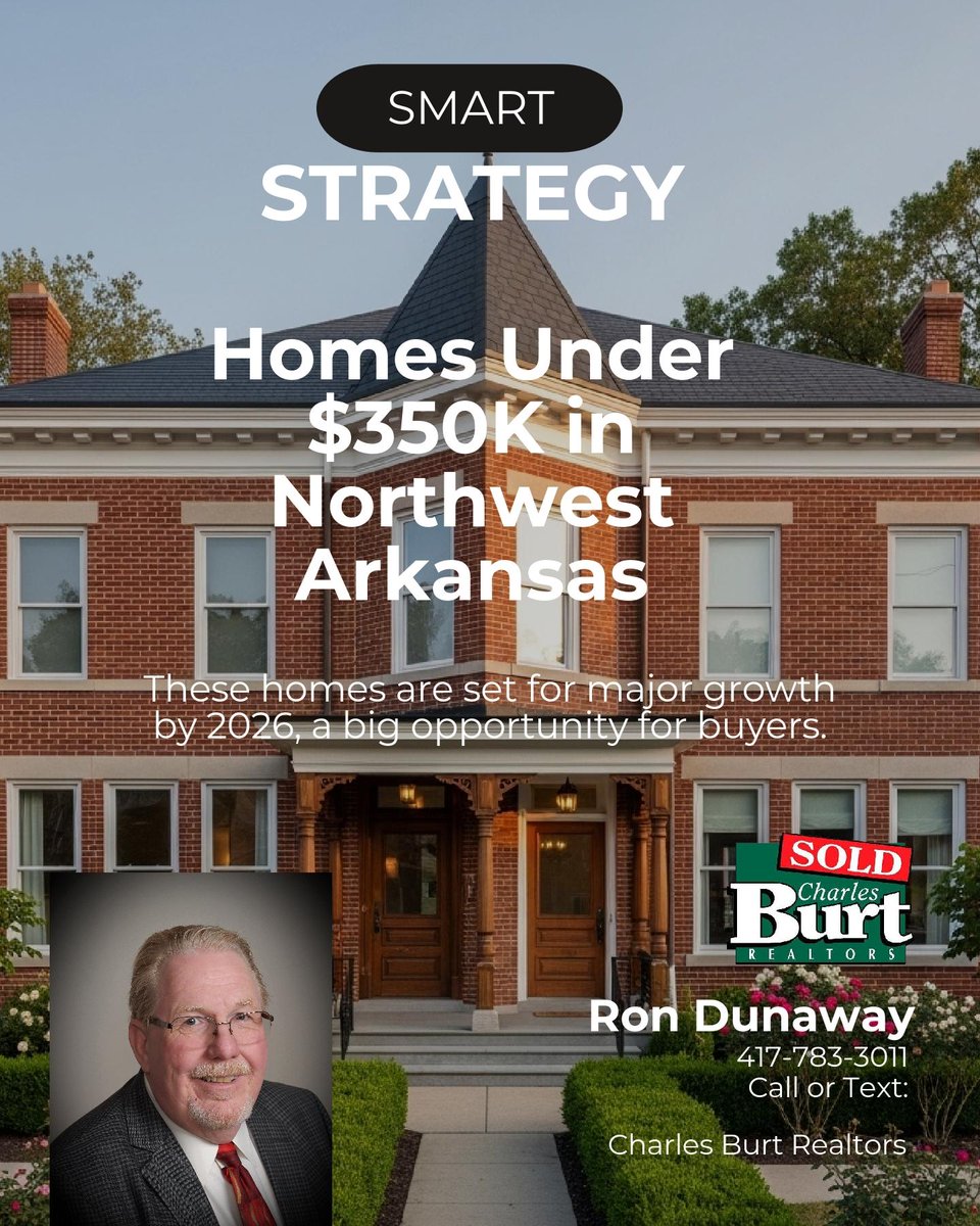RonRealtor57's tweet photo. Northwest Arkansas homes under $350K are set for 47% appreciation through 2026. 🏡 Inventory is up 20%, making this spring a massive win for buyers.

Ready to find your first home? Message me. https://t.co/ljkiHt54UA